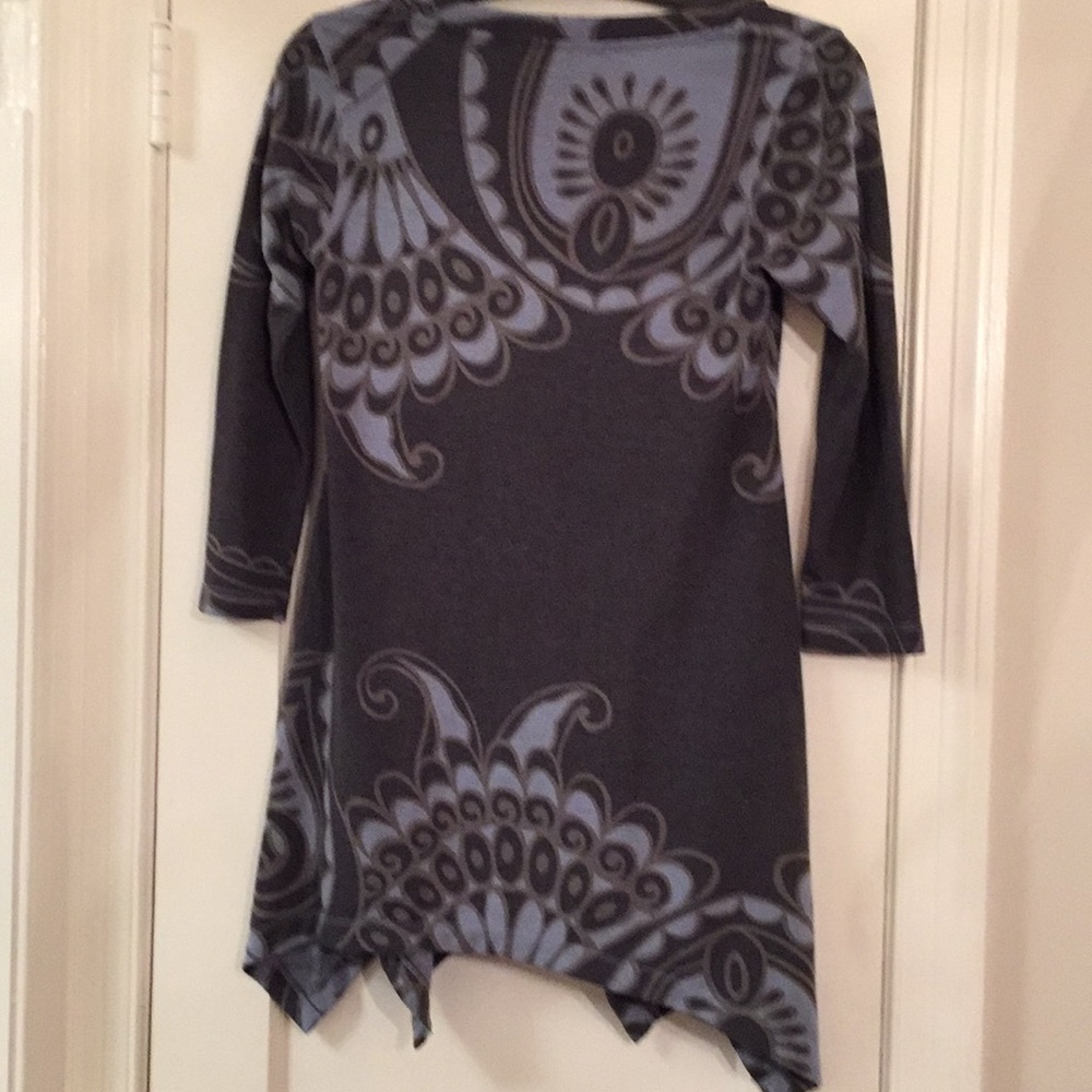 Philosophy Tunic Top/Dress Paisley Gray/ Blue Sz S - Picture 7 of 8